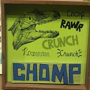 New Dinosaur 🦖”CHOMP” Wood Box Wall Art